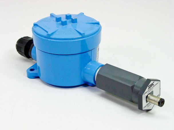 Sierra Monitor Corporation 4101-03 electrochemical oxygen gas sensor — right-side view showing blue housing and SMC sensor probe