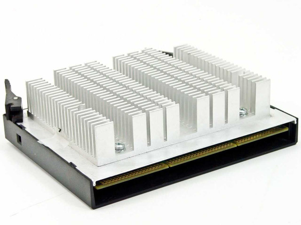 Intel SL3D9 Pentium III Xeon Slot 2 processor — angled view showing Slot 2 edge connector and heatsink assembly