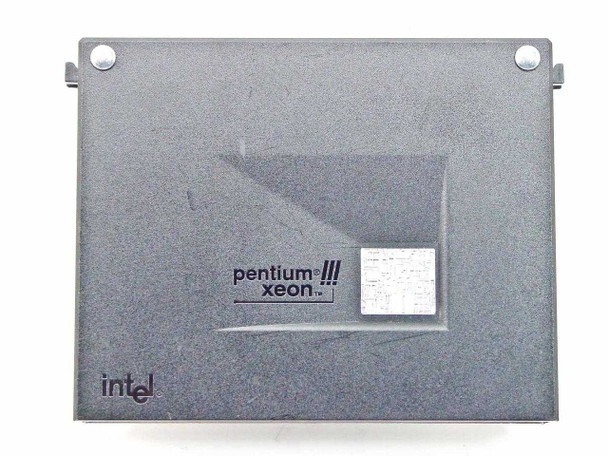 Intel Pentium III Xeon cartridge — front cover showing Pentium III Xeon and Intel branding logos