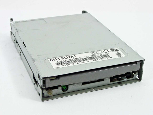 Mitsumi D359M3 1.44MB 3.5-inch floppy disk drive front view showing drive bay opening, green LED indicator, and Mitsumi label with model number
