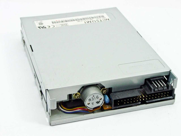 Mitsumi D359M3 floppy disk drive – top and rear view showing 34-pin IDC data connector and stepper motor