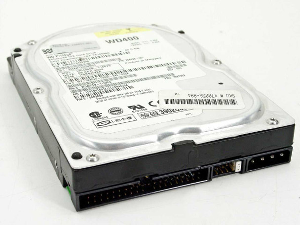 Western Digital WD400EB 40GB IDE hard drive – angled top view showing IDE and power connectors at rear