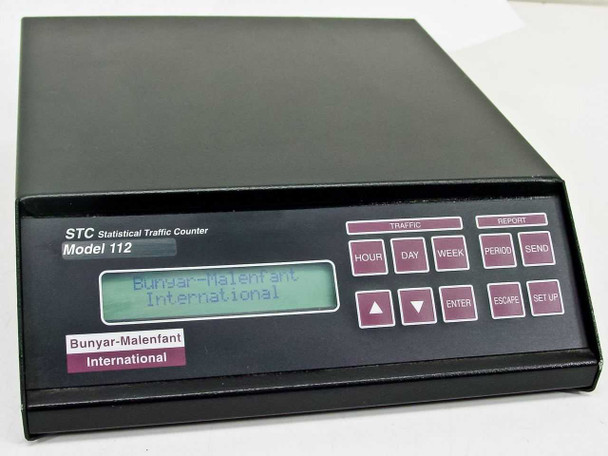 Bunyar-Malenfant 112 STC front panel showing LCD display reading 'Bunyar-Malenfant International' and keypad buttons