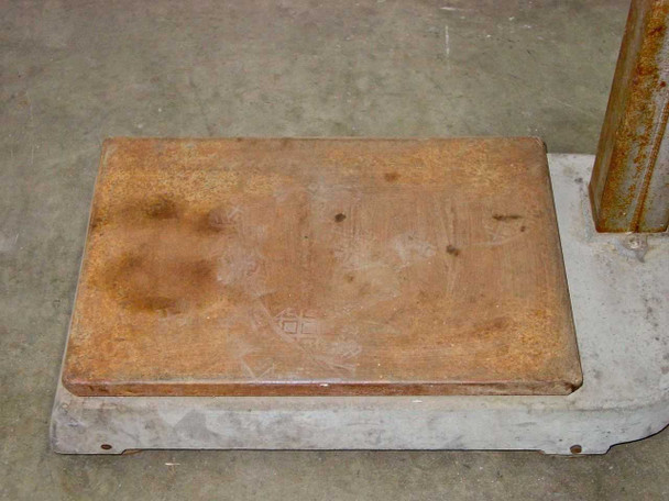 Fairbanks 41-3132 platform top view – overhead angle showing rusted steel deck surface and wear markings