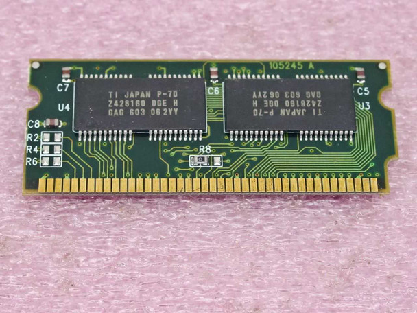 SimpleTech 8MB SO-DIMM module — single module back view showing two TI Japan P-70 Z428160 DGE H memory chips and board designation 105245 A