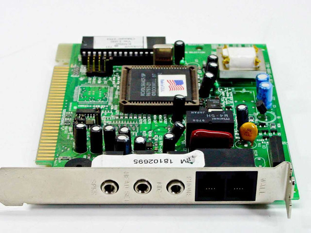 Rockwell 1700-0005-02 ISA modem card — front bracket view showing dual RJ-11 ports and board underside