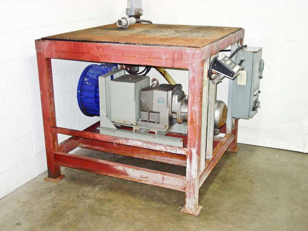 Right-front side view of skid showing pump drive assembly and motor starter enclosure detail
