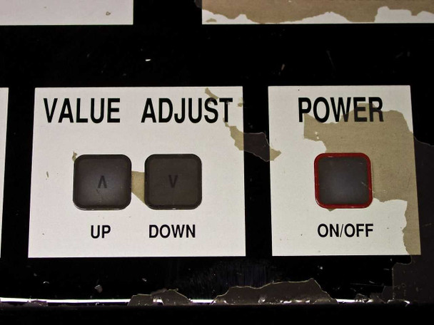 Sun Electric MRC 400 control panel – Value Adjust Up/Down buttons and Power On/Off button with red surround