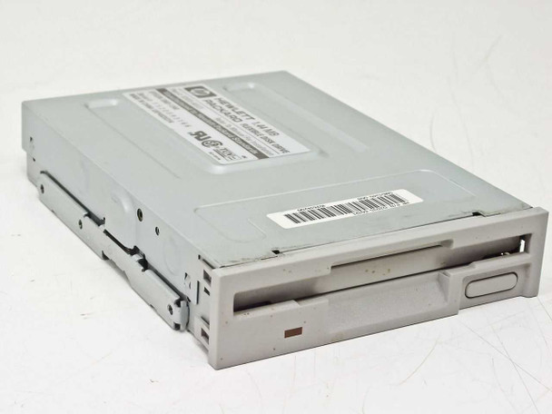 HP D2035-60121 1.44MB 3.5-inch floppy disk drive – front and top view showing faceplate and media slot