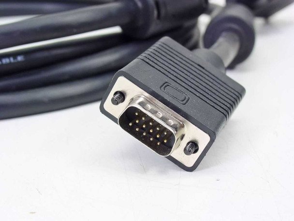 DB15 male VGA connector end close-up showing 15-pin plug and thumbscrew posts