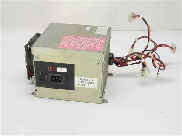 Zenith ZDS 234-859 power supply rear view showing IEC AC inlet, voltage switch, and output harnesses — label reads 115/230V AC 4.6/2.9A 60/50Hz