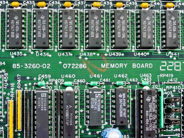 Zenith 85-3260-02 Memory Expansion Board 072286 – close-up of board silk screen label and TMS and other DIP ICs including visible date codes