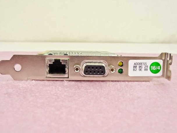 IBM PCI Token Ring Network Card 01L1968 — bracket port view showing RJ-45 and DB-9 connectors with 16/4 Mbps address label