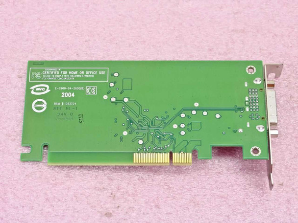 Dell 0J4571 ADD2-N Dual Pad x16 DVI video card — reverse/solder side showing FCC and CE compliance labels, BOM number D33724, and PCIe connector