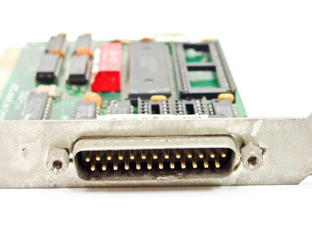 JCC 800310 ISA serial card — close-up of 25-pin DB25 male connector on mounting bracket