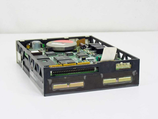 Iomega Beta 20CA optical drive – rear-angled view showing internal PCB, controller chips, and SCSI connector edge