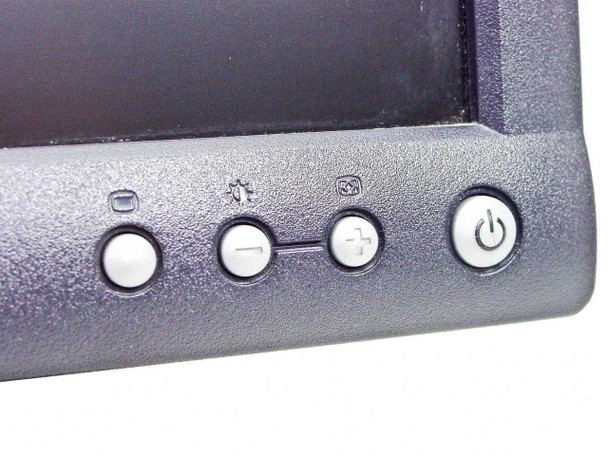 Dell E173FPs front panel OSD control buttons: menu, brightness minus/plus, auto-adjust, and power button