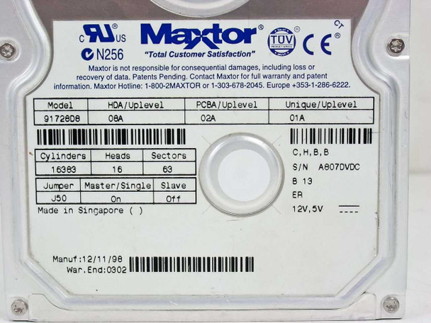Maxtor 91728D8 17.2GB 3.5" IDE Internal Desktop Hard Drive