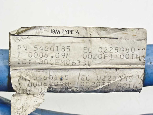 IBM 5460185 Type A label showing PN 5460185, EC 0225980, length 6.09M / 20FT, ID 000EM86338