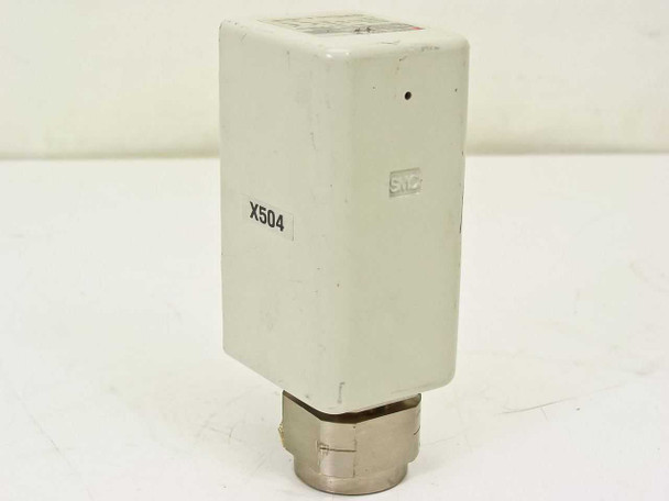 SMC ISE70-N02-43 Pressure Switch – rear view showing X504 marking and SMC logo on white housing