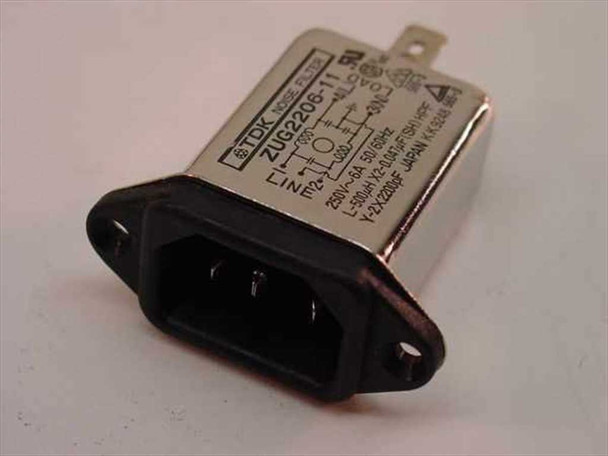TDK ZUG2206-11 Power Line Noise Filter – front view showing IEC C14 inlet and label with model number and specs
