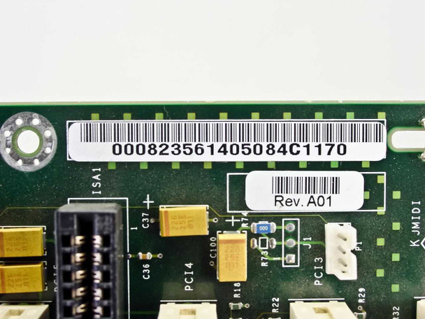 Dell 82356 riser card label closeup showing barcode 00082356140508 4C1170 and Rev A01 hardware revision sticker