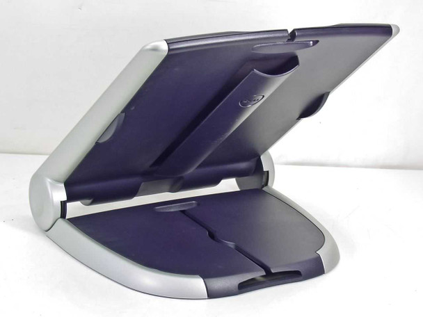 Dell 7W762 D-View docking station shown at an angle with support arm raised — front-left three-quarter view