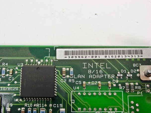Intel 8/16 LAN Adapter 309962-001 – close-up of board label showing part number 309962-001 and Intel 8/16 LAN Adapter silkscreen