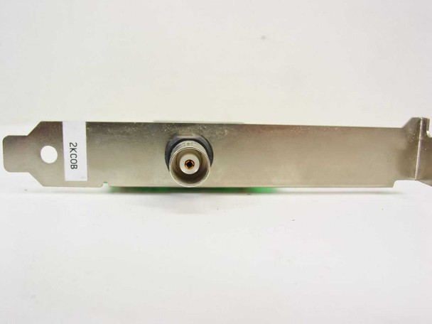 Artisoft PCB 2000/C Orbit 2L – straight-on view of ISA card bracket with BNC connector and asset tag 2KC0B