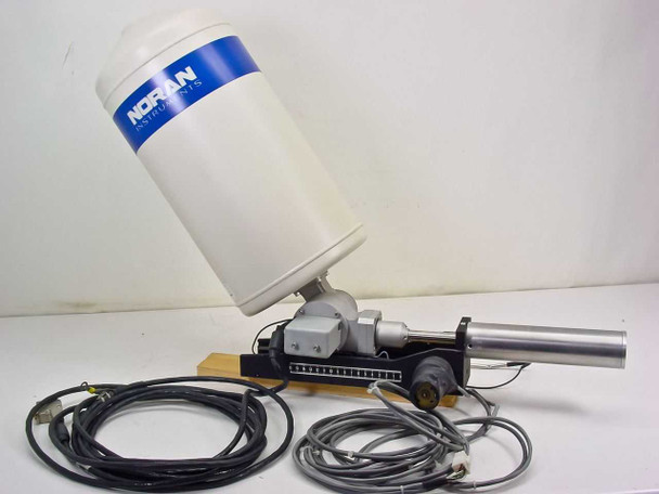 Noran Instruments 960H-1SPS EDS X-ray spectrometer detector – full assembly view with LN2 dewar, motorized stage, and cables