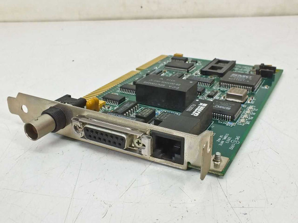SMC 8013EWC 16-bit ISA Ethernet NIC front bracket view showing BNC, 15-pin AUI D-Sub, and RJ45 connectors