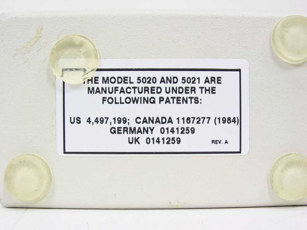 Bottom label on ESA Conditioning Cell 5021 showing patent information for Models 5020 and 5021