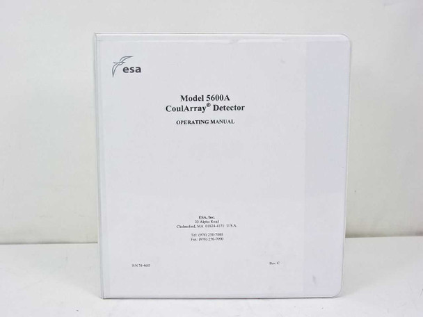 ESA Model 5600A CoulArray Detector Operating Manual cover in white binder showing P/N 70-4445 Rev G