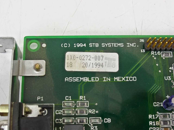 Close-up of STB Systems PCB label showing part number 1X0-0272-007, manufacture date 18/20/1994, and Assembled in Mexico marking