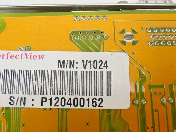 PerfectView V1024 close-up of model number label showing M/N: V1024 and S/N: P120400162