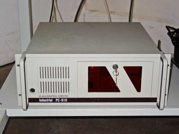 Industrial PC-610 PC-Bus Industrial Computer included with Villa Precision GS-210 scribing system — front view with red window panel and key lock