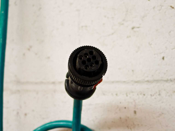 MTS Level Plus A910750172 multi-pin circular connector at end of green cable