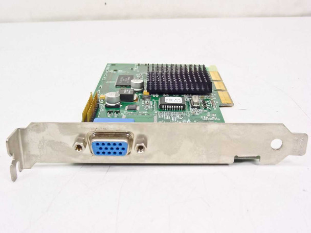 VisionTek NV996.0 Rev B 32MB AGP video card – angled side view showing VGA DB-15 output connector on bracket and passive heatsink