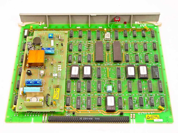Nortel QPC422A – alternate angle showing NT DSR1A080 silkscreen, relay sub-board, and memory ICs