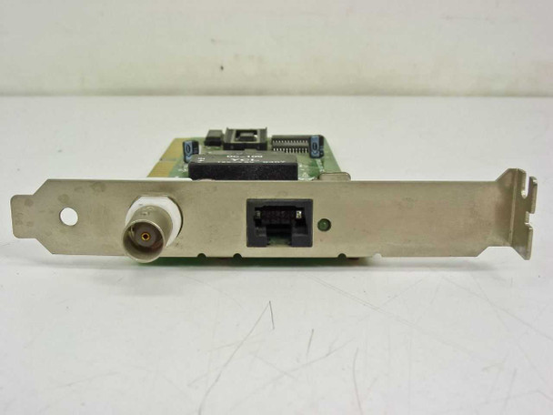 Winbond 60-E2014AC-2 ISA NIC bracket end showing BNC coax port and RJ-45 Ethernet port side by side