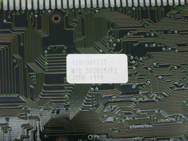 Telxon DS29672 PCB label showing part number 410-001335, board number 582925/F1, and manufacture date June 1994
