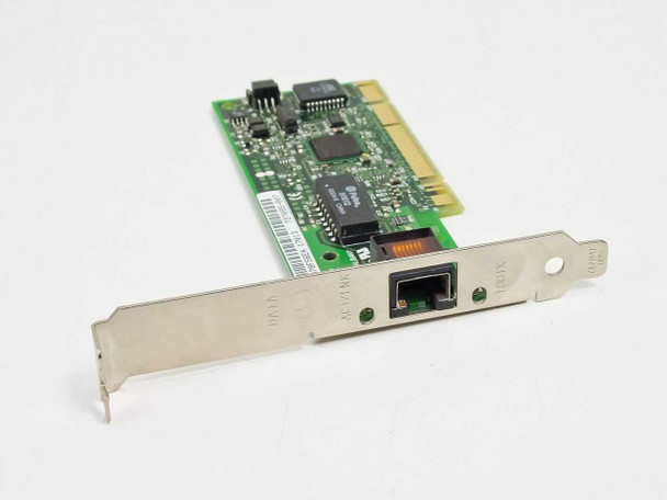 Intel 727095-007 10/100 PCI Network Card – front angled view showing RJ-45 port and PCB components