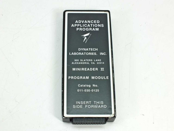 Dynatech Advanced Applications Program Module front label showing Catalog No. 011-030-0125 and Dynatech Laboratories Inc. Alexandria VA