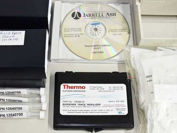 Jarrell Ash ThermoSPEC/WIN V2.2.1 software CD P/N 14273420 and Thermo P/N 136388-00 Burgener Trace Nebulizer
