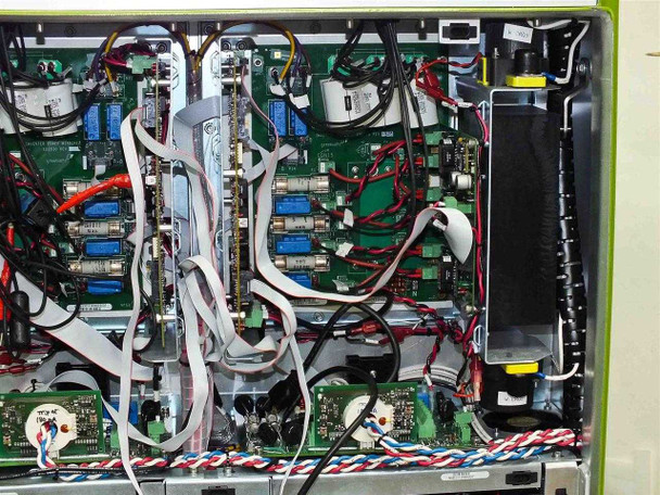 GreenVolts GV-SCP001 – right-side internal view showing inverter boards, ribbon cables, and wiring