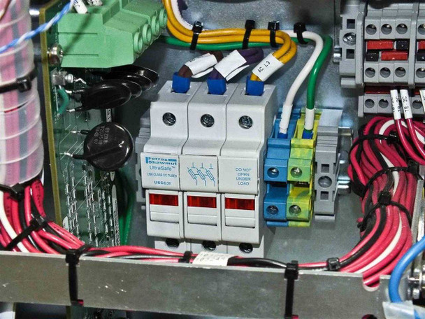 GreenVolts GV-SCP001 – Ferraz Shawmut UltraSafe 3-pole fused disconnect block inside inverter cabinet