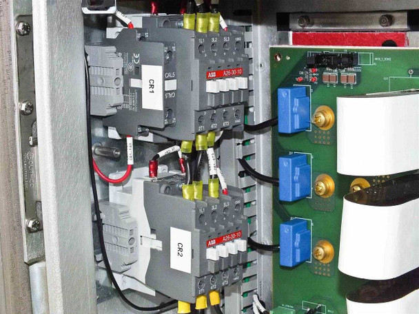 GreenVolts GV-SCP001 – close-up of ABB A26-30-10 contactors CR1 and CR2 with associated wiring