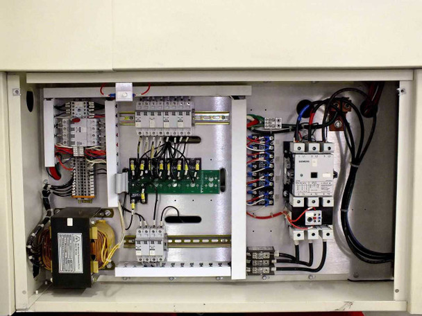Vitronics ISO5006 electrical enclosure panel 1 — circuit breakers, terminal blocks, control board, transformer, and contactor assembly