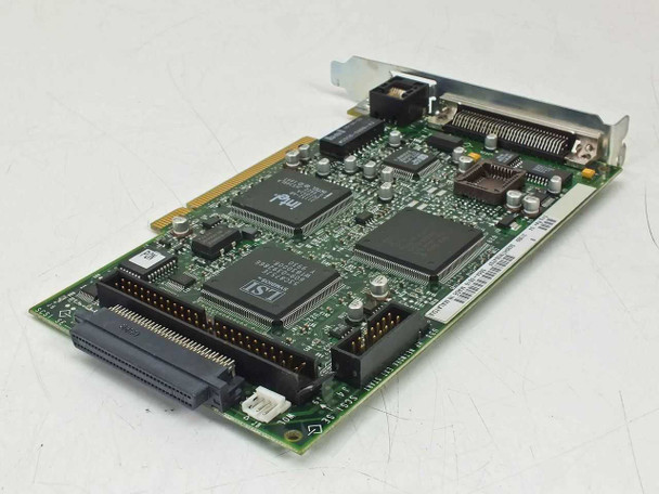 HP 5064-6016 PCI SCSI Network Card – reverse angle showing LSI SCSI controller chip, internal 68-pin LVD and 50-pin SCSI connectors, and PCI edge connector