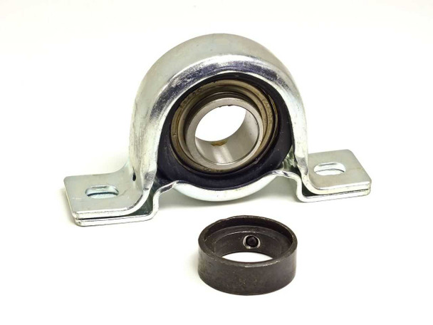 Fafnir RA100 RPB1 pillow block bearing with zinc-plated stamped steel housing and Fafnir S1100KG2 set screw collar shown separately